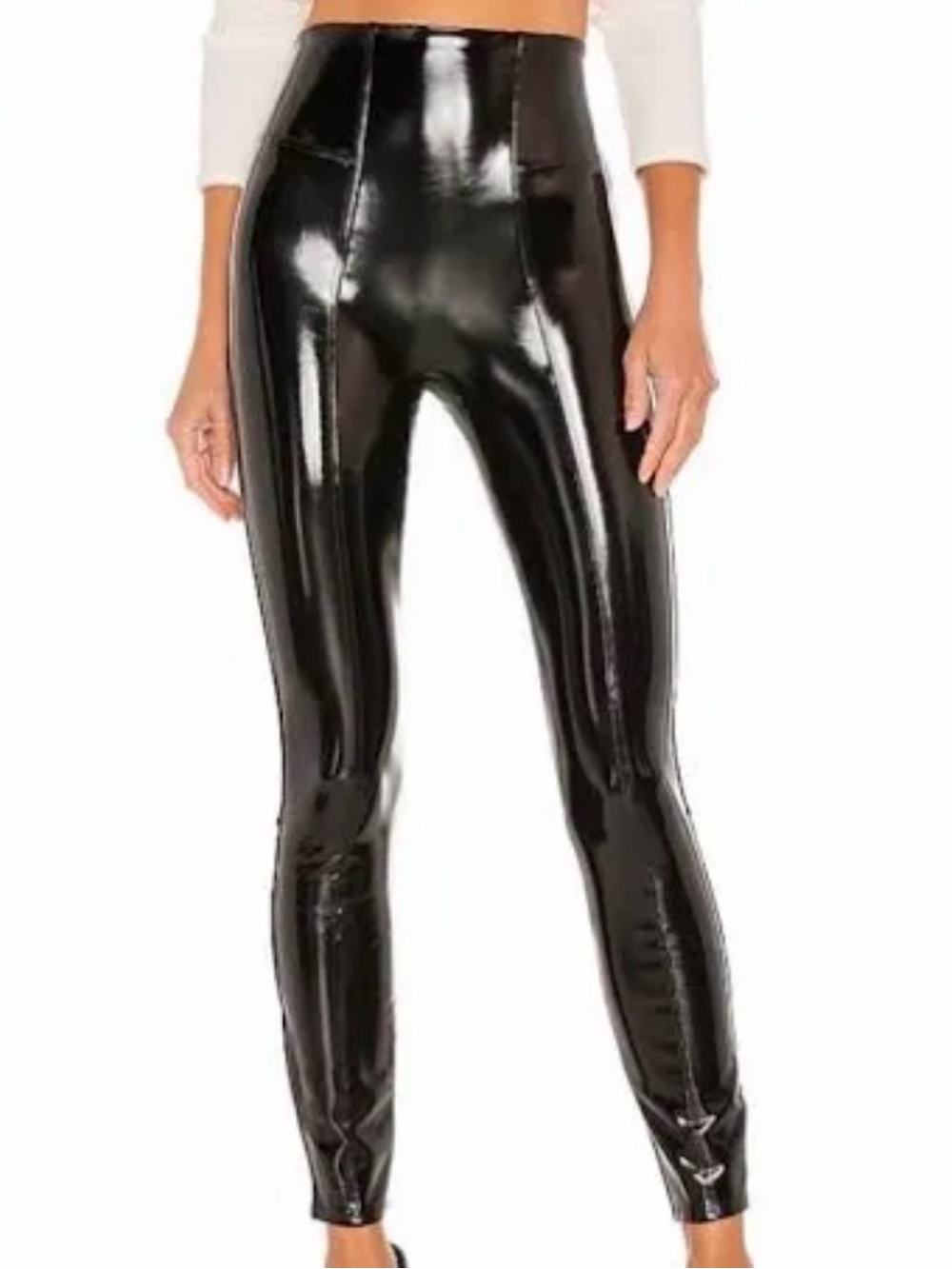 SPANX Black Glossy Faux Leather High-Rise Leggings